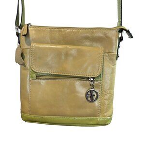 Giani Bernini Green leather cross body, shoulder bag.
